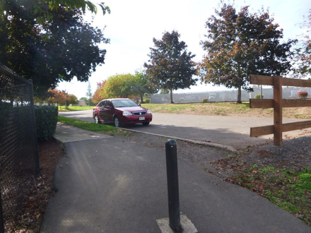 Trail entrance from NW Cherry Lane with on-street parking